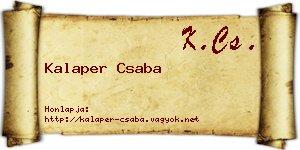 Kalaper Csaba névjegykártya